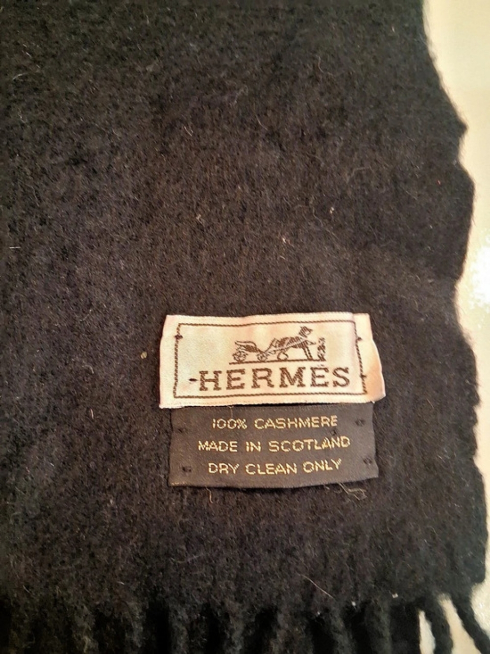 Hermès Cashmere Fringe Scarf Cashmere Scarf in Black